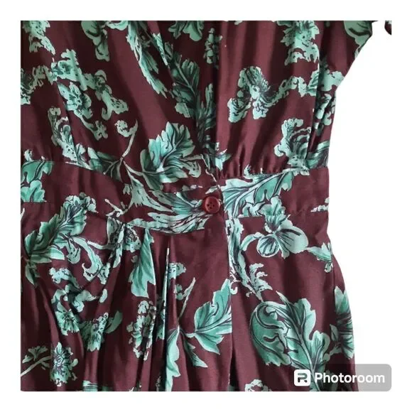 80s Ann Tjan Kenar 2 Floral Faux Wrap Vintage Secretarys Dress - Picture 5 of 5